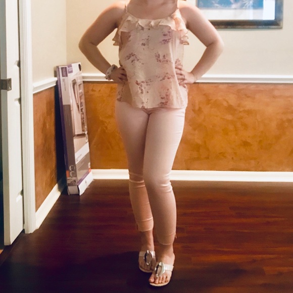 H&M cropped skinny pants blush color size 8 GUC - Picture 5 of 8